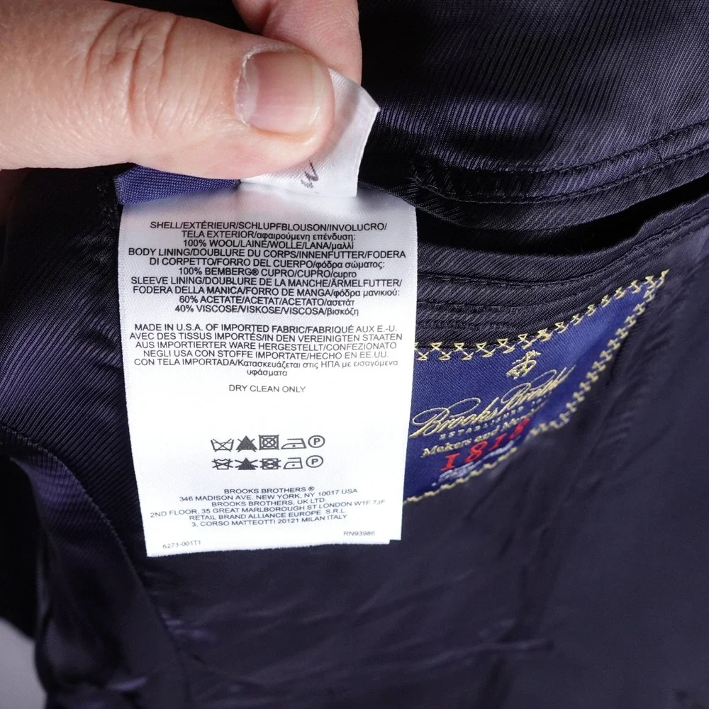 Brooks‎ Brothers 1818 Fitzgerald Blazer Navy Estrato Trabaldo Togna 41L Mens